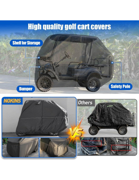 Cubierta para Carro de Golf NOKINS 420D Impermeable Yamaha 2+2