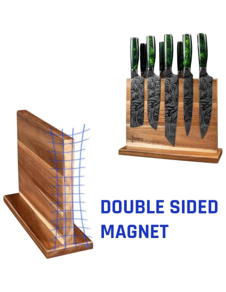Bloque Magnético para Cuchillos Senken de Madera de Acacia