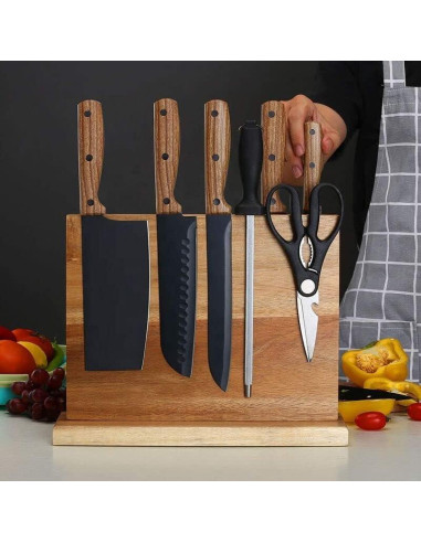 Bloque Magnético para Cuchillos Senken de Madera de Acacia