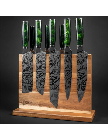 Bloque Magnético para Cuchillos Senken de Madera de Acacia