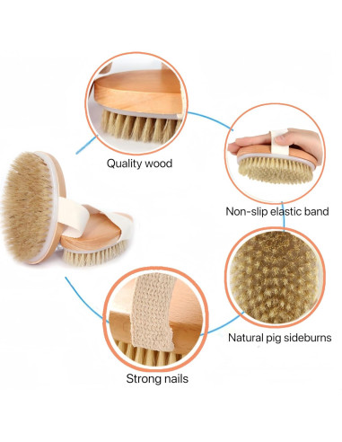 Cepillo Corporal Seco LONGCO - 2 Pcs Cerdas Naturales Exfoliantes