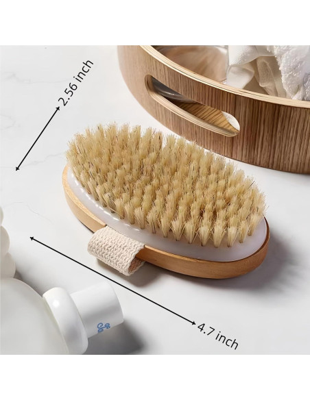 Cepillo Corporal Seco LONGCO - 2 Pcs Cerdas Naturales Exfoliantes
