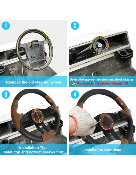 Volante de Carrito de Golf iLSKW 12.5" Universal PVC Madera