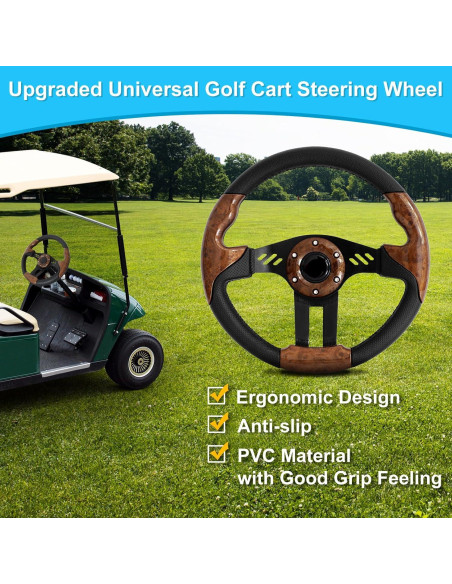 Volante de Carrito de Golf iLSKW 12.5" Universal PVC Madera