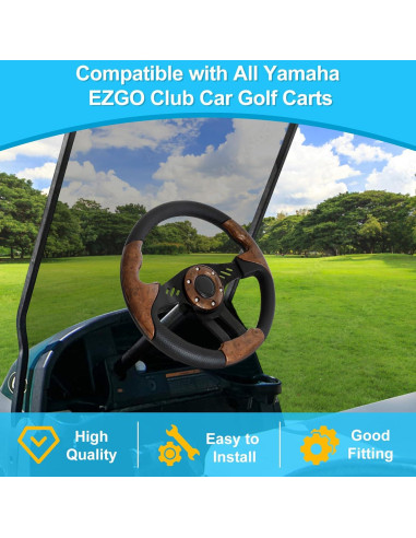 Volante de Carrito de Golf iLSKW 12.5" Universal PVC Madera