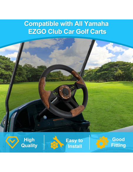 Volante de Carrito de Golf iLSKW 12.5" Universal PVC Madera