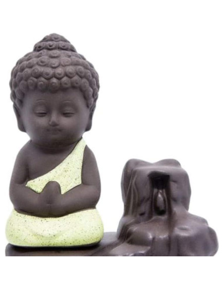 Soporte de Incienso Cascada Cerámica Amarillo Buda 12 cm