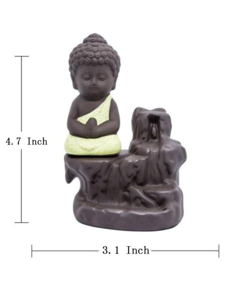 Soporte de Incienso Cascada Cerámica Amarillo Buda 12 cm