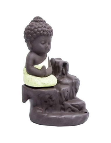 Soporte de Incienso Cascada Cerámica Amarillo Buda 12 cm