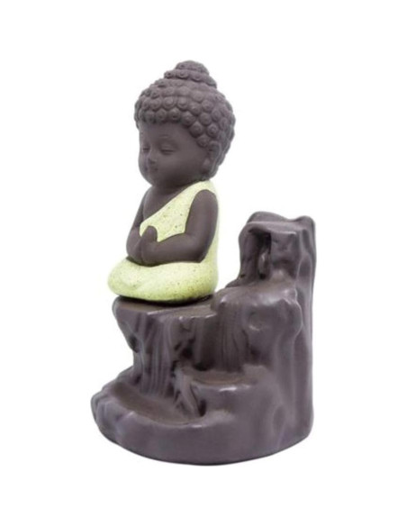 Soporte de Incienso Cascada Cerámica Amarillo Buda 12 cm