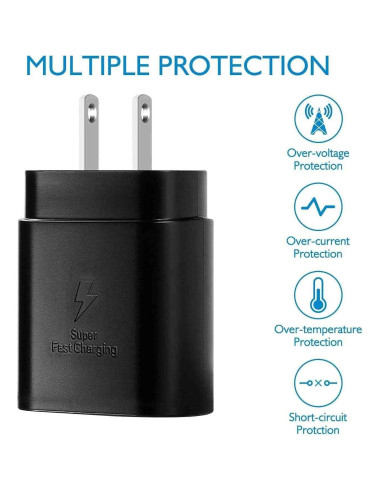 Cargador de Pared UrbanX 25W PD con Cable USB-C 3 pies - Negro