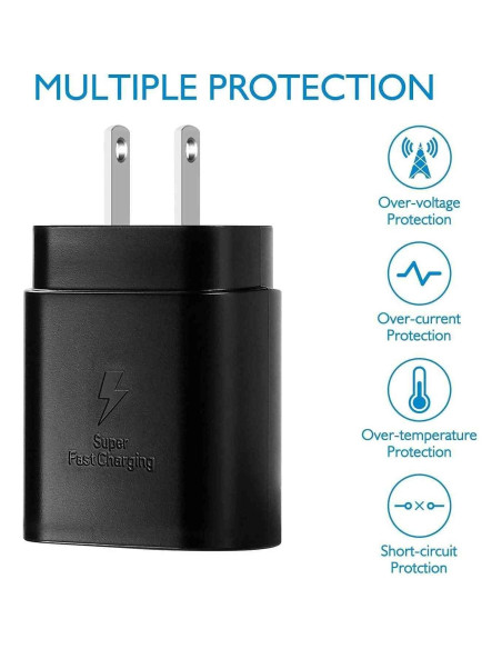 Cargador de Pared UrbanX 25W PD con Cable USB-C 3 pies - Negro