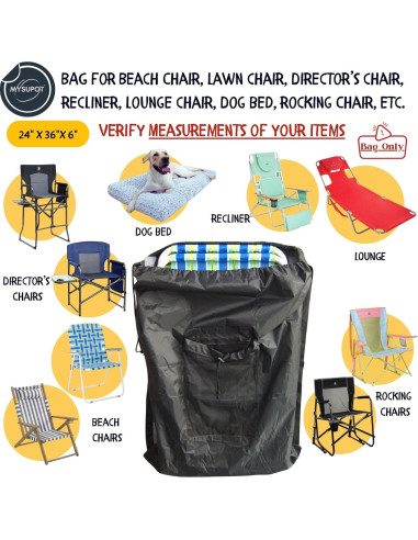 Bolsa para Silla de Playa MYSUPOT Grande Negra 91x61x15cm