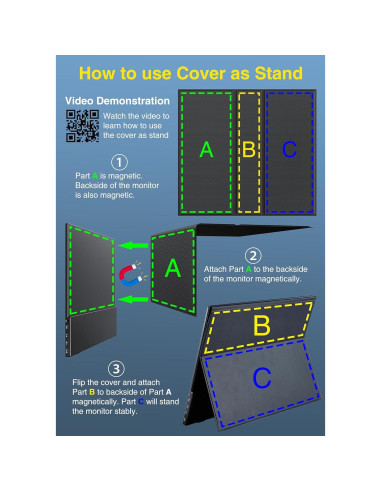 Monitor Portátil Cocopar 15.6" FHD 1080P con Altavoz y USB-C