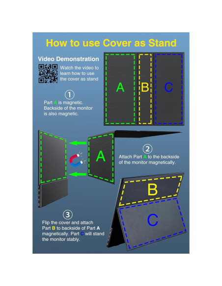 Monitor Portátil Cocopar 15.6" FHD 1080P con Altavoz y USB-C