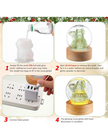 LemonRoad Set 2 Globos de Nieve DIY 9.91 cm con Base de Madera