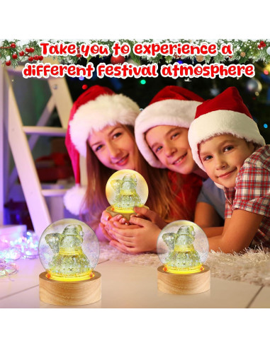 LemonRoad Set 2 Globos de Nieve DIY 9.91 cm con Base de Madera