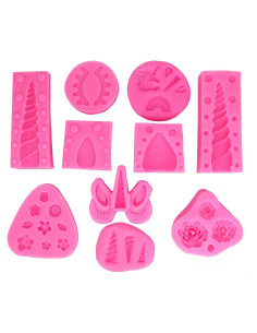 Moldes de Silicona de Unicornio 10 PCS para Pasteles y Manualidades