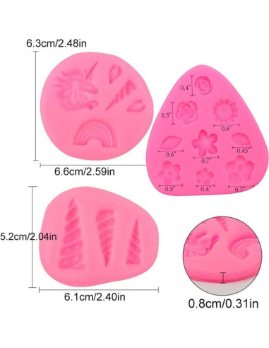 Moldes de Silicona de Unicornio 10 PCS para Pasteles y Manualidades