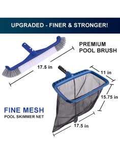 Kit de Limpieza de Piscina POOLAZA: Red de Skimmer y Cepillo 44.5 cm 2
