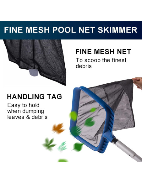 Kit de Limpieza de Piscina POOLAZA: Red de Skimmer y Cepillo 44.5 cm