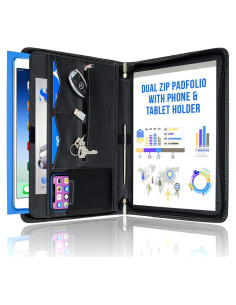 Carpeta con Cremallera Stylio Negra para Documentos y Currículum