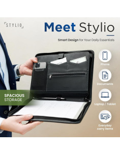 Carpeta con Cremallera Stylio Negra para Documentos y Currículum 2