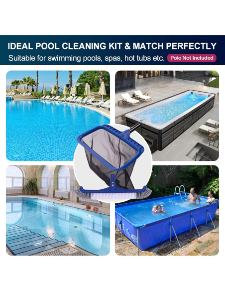 Kit de Limpieza de Piscina POOLAZA: Red de Skimmer y Cepillo 44.5 cm