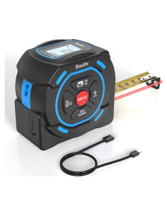 Cinta Métrica Láser 2-en-1 Bauihr 40m + 5m Pantalla LCD