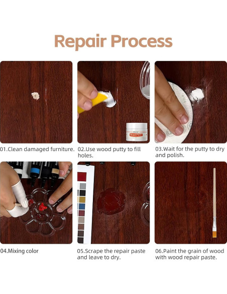 Kit de Reparación de Madera Boncart - 12 Colores, 40g Masilla