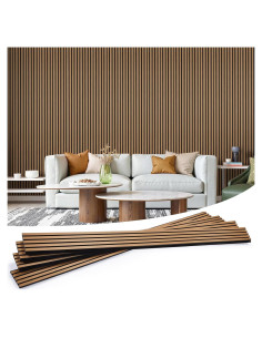 Paneles Acústicos de Madera Teca 4 Piezas 240x20 cm LarWorks