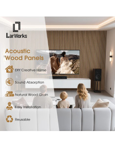Paneles Acústicos de Madera Teca 4 Piezas 240x20 cm LarWorks 2