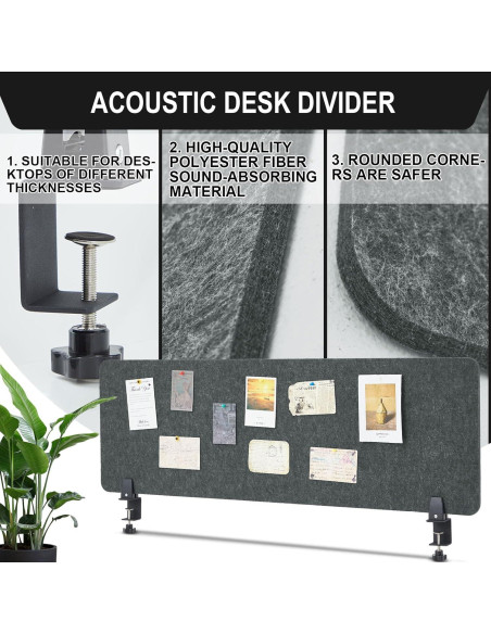 Divisor Acústico Colarr 40 x 120 cm con Abrazadera Gris