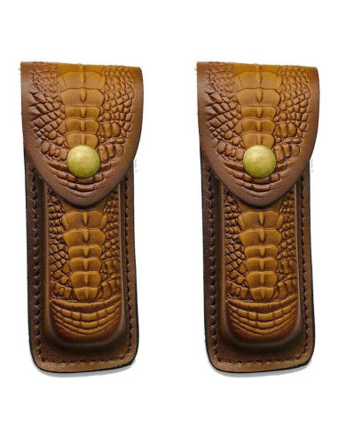 Funda de Cuchillo Plegable UCCKEYI de Cuero Marrón - 2 Piezas