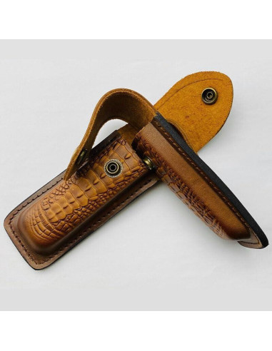 Funda de Cuchillo Plegable UCCKEYI de Cuero Marrón - 2 Piezas