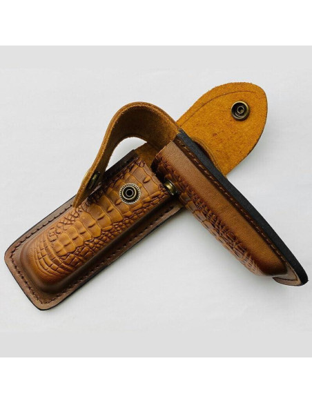 Funda de Cuchillo Plegable UCCKEYI de Cuero Marrón - 2 Piezas