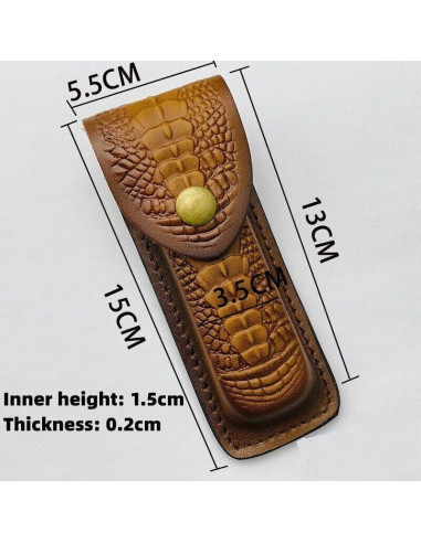 Funda de Cuchillo Plegable UCCKEYI de Cuero Marrón - 2 Piezas