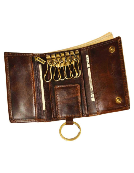 Funda de Llave de Coche Le'aokuu de Cuero Genuino Café