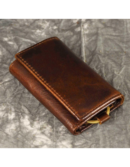 Funda de Llave de Coche Le'aokuu de Cuero Genuino Café