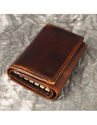 Funda de Llave de Coche Le'aokuu de Cuero Genuino Café