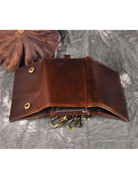 Funda de Llave de Coche Le'aokuu de Cuero Genuino Café