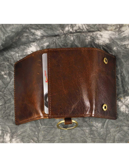 Funda de Llave de Coche Le'aokuu de Cuero Genuino Café