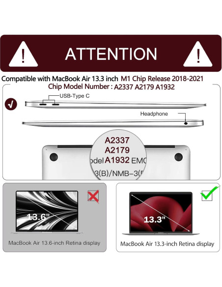 Carcasa Dura Anban Rosa Brillante para MacBook Air 13" 2018-2022