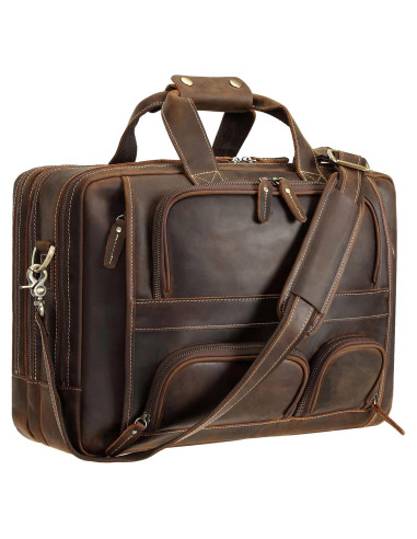 Maletín Grande de Cuero Polare para Hombres 17.5" Marrón