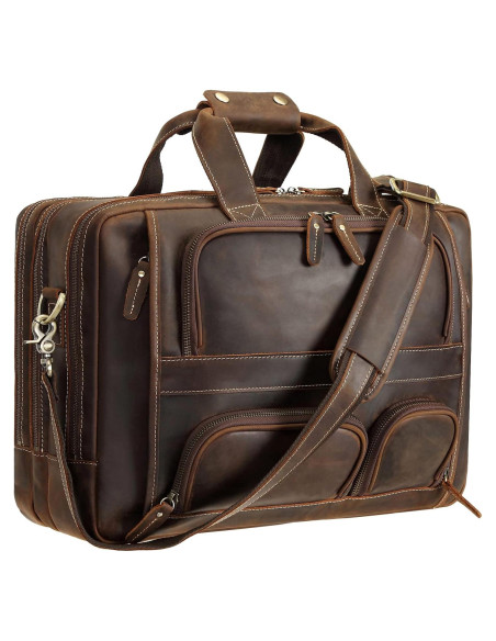 Maletín Grande de Cuero Polare para Hombres 17.5" Marrón