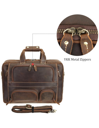 Maletín Grande de Cuero Polare para Hombres 17.5" Marrón