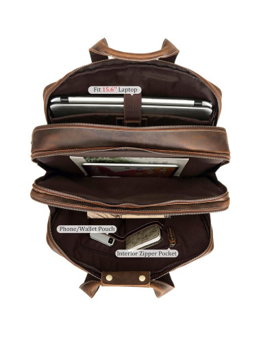 Maletín Grande de Cuero Polare para Hombres 17.5" Marrón