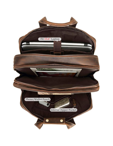 Maletín Grande de Cuero Polare para Hombres 17.5" Marrón
