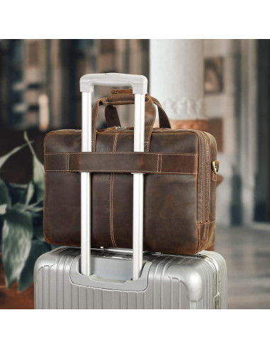 Maletín Grande de Cuero Polare para Hombres 17.5" Marrón
