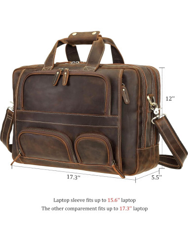 Maletín Grande de Cuero Polare para Hombres 17.5" Marrón